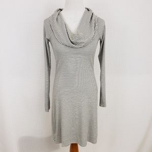 Silence + Noise Dress White Black Stripe Dress Cowl Neck Preppy size Medium UO